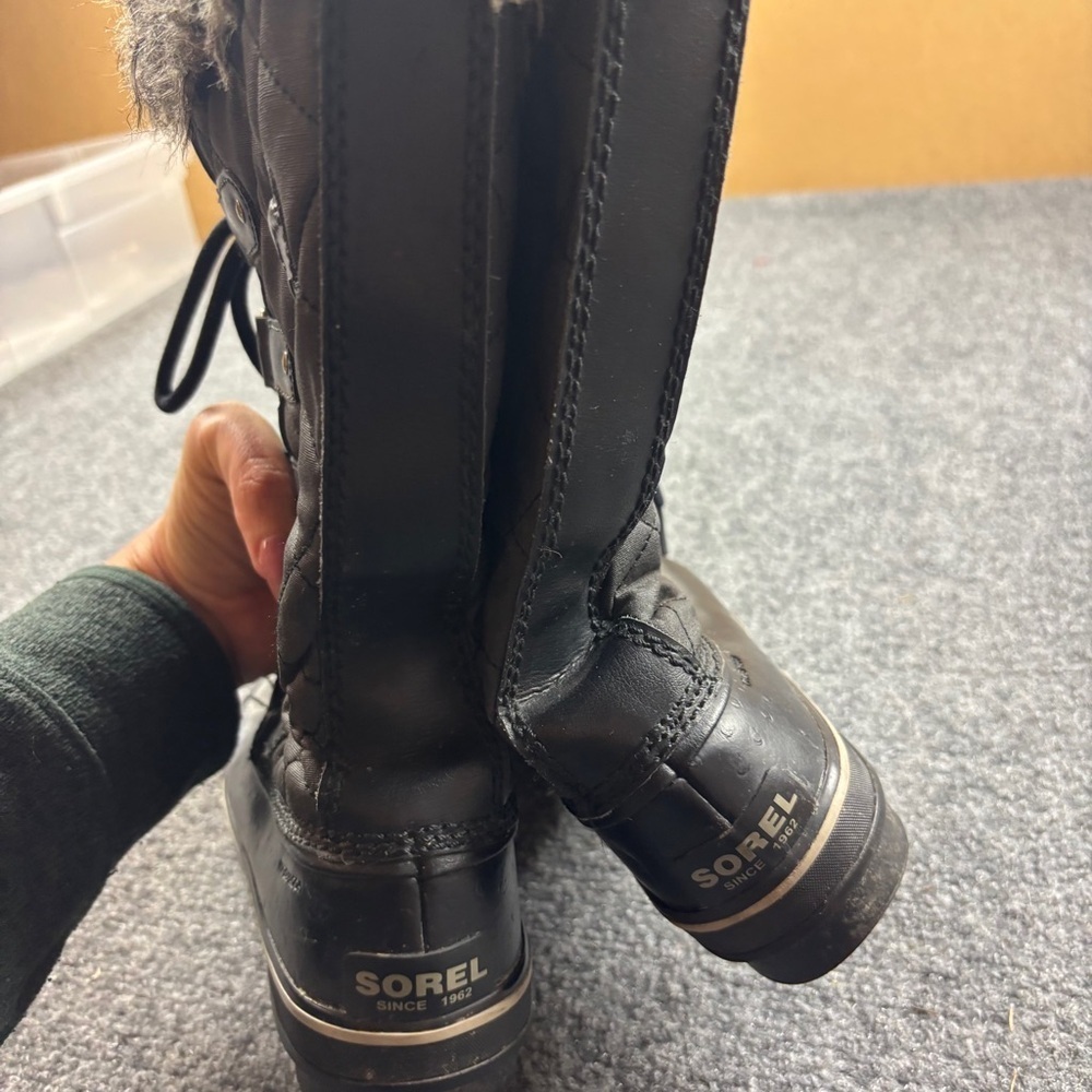 SOREL Women’s Waterproof Tofino II Rubber Snow Boots Black w/Fur size: 7 - Picture 7 of 9
